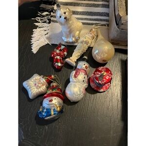Vintage Christmas Ornaments Lot Snowman Santa Candy Cane Dog Glass‎ Ornaments